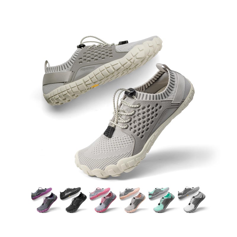 NORTIV 8 Womens Barefoot Water Sports Shoes - Outdoor Athletic Pool Swim Hiking Aqua Shoes, Beige/Light/Grey - 8.5 (Treklady-2) - Image 1